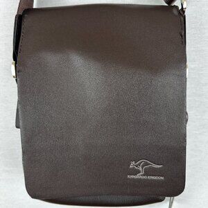 KANGAROO KINGDOM BRAND MEN LEATHER MESSENGER SHOULDER  BAG, BROWN